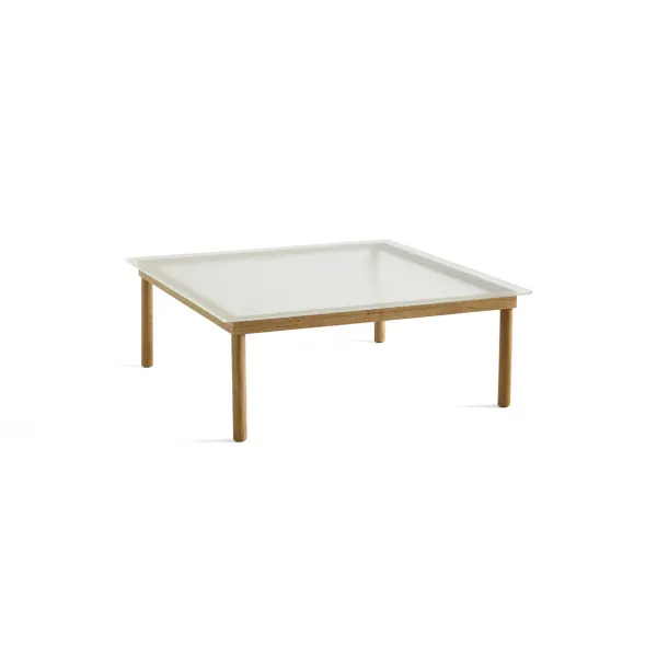 Tables Basses & D'Appoint^Hay Table Basse Kofi Chene Massif & Verre Roseau Transparent - L 100 X L 100 X H 36 Cm