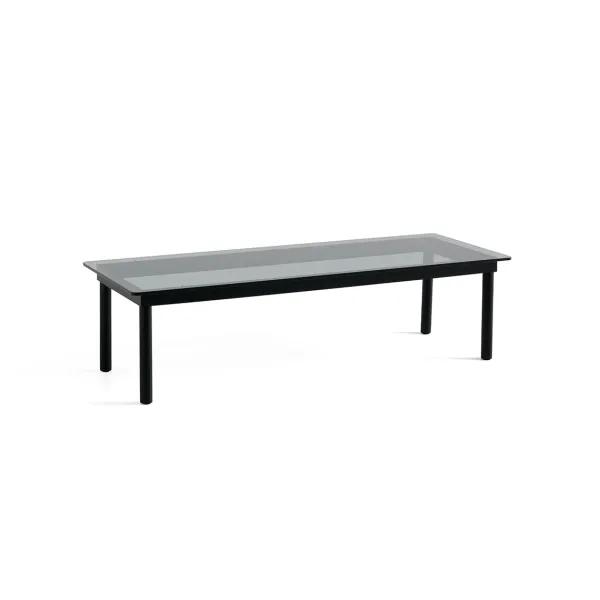 Tables Basses & D'Appoint^Hay Table Basse Kofi Chene Massif Noir & Verre Teinte Gris - L 140 X L 50 X H 36 Cm