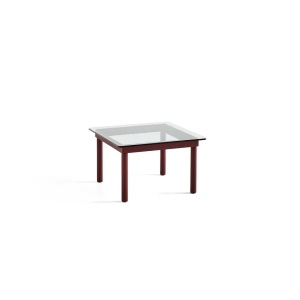 Tables Basses & D'Appoint^Hay Table Basse Kofi Chene Massif Rouge Grange & Verre Clair - L 60 X L 60 X H 36 Cm