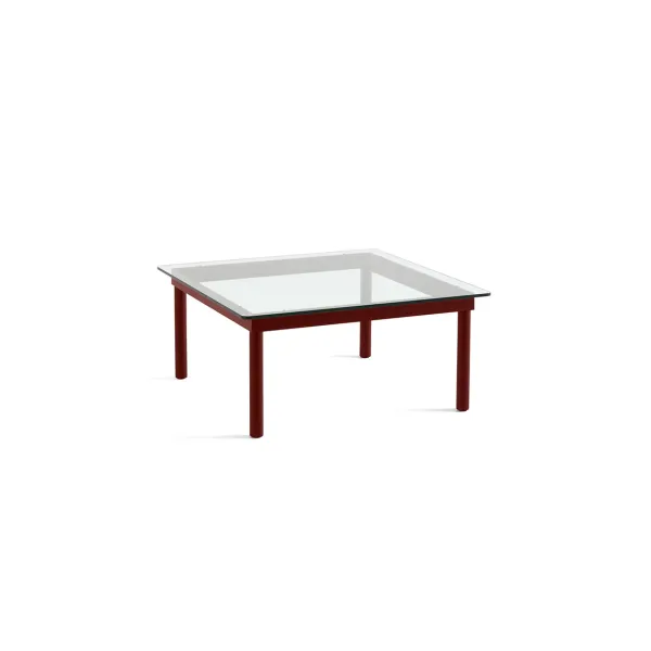 Tables Basses & D'Appoint^Hay Table Basse Kofi Chene Massif Rouge Grange & Verre Clair - L 80 X L 80 X H 36 Cm