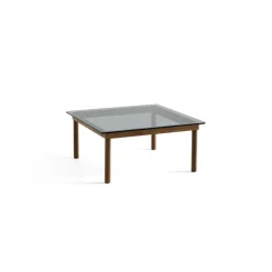 Tables Basses & D'Appoint^Hay Table Basse Kofi Noyer Massif & Verre Teinte Gris - L 80 X L 80 X H 36 Cm