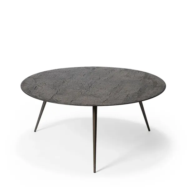 Tables Basses & D'Appoint^Ethnicraft Table Basse Luna - Lava Linear - Whisky - O 80 X H 35 Cm