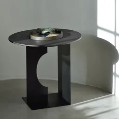 Tables Basses & D'Appoint^Ethnicraft Table D'Appoint Arc En Teck Noir Verni - O 50 Cm