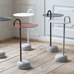 Tables Basses & D'Appoint^Hay Table D'Appoint Bowler En Acier Et Granit - Blanc Creme