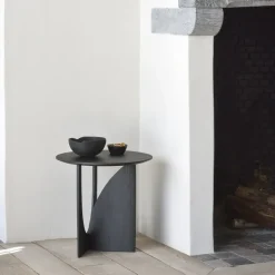 Tables Basses & D'Appoint^Ethnicraft Table D'Appoint Geometric En Chene Noir Verni - O 51 X H 50 Cm