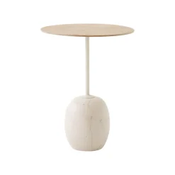 Tables Basses & D'Appoint^And Tradition Table D'Appoint Lato Ln8 Chene / Marbre Crema Diva - O 40 Cm
