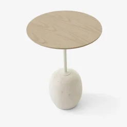 Tables Basses & D'Appoint^And Tradition Table D'Appoint Lato Ln8 Chene / Marbre Crema Diva - O 40 Cm