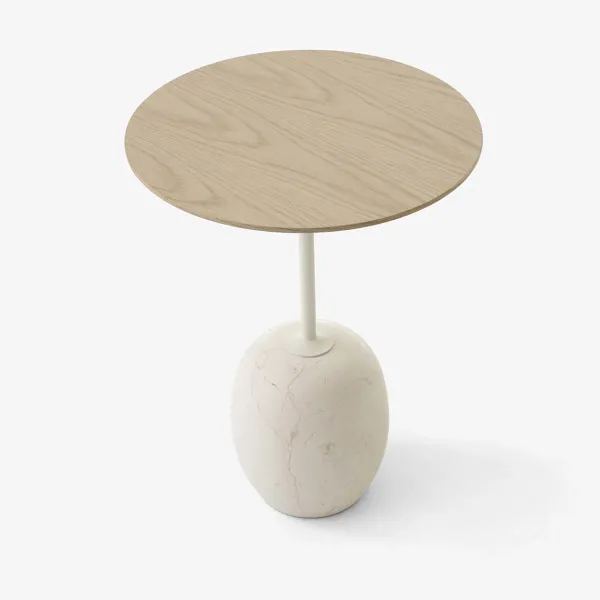 Tables Basses & D'Appoint^And Tradition Table D'Appoint Lato Ln8 Chene / Marbre Crema Diva - O 40 Cm