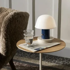 Tables Basses & D'Appoint^And Tradition Table D'Appoint Lato Ln8 Chene / Marbre Crema Diva - O 40 Cm