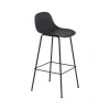 Chaises^Muuto Tabouret De Bar Fiber Tube Noir + Dossier Noir