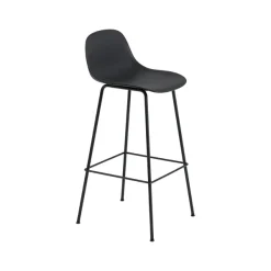Chaises^Muuto Tabouret De Bar Fiber Tube Noir + Dossier Noir