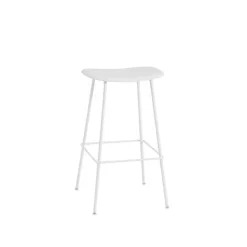Chaises^Muuto Tabouret Fiber Tube Blanc + Assise Blanc