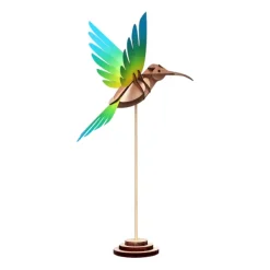 Art Mural^Assembli Trophee Origami Colibri - Jaune & Bleu