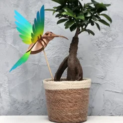 Art Mural^Assembli Trophee Origami Colibri - Jaune & Bleu