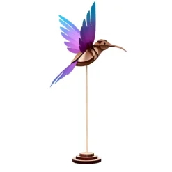 Art Mural^Assembli Trophee Origami Colibri Violet & Bleu