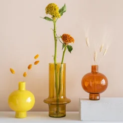 Vases^Sélectionné par Fleux Vase En Verre Recycle Rond Orange