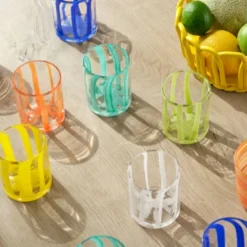 Carafes & Verres^Sélectionné par Fleux Verre A Rayures - Bleu Fonce Marine